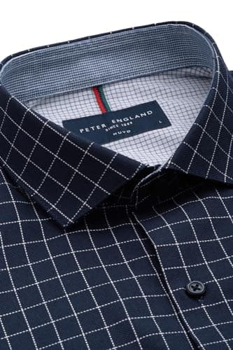 Peter England Men Navy Regular Fit Formal Full Sleeves Formal Shirt 2