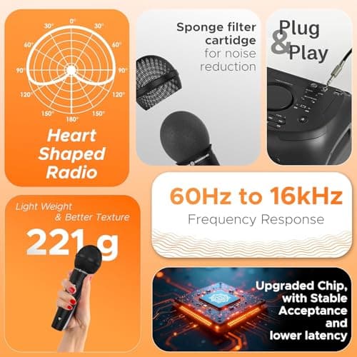 DIGIMORE Professional Cardioid Dynamic Microphone | Wired Mic with 20ft XLR Cable & Mic Holder | for Vocals, Singing, Karaoke, Live Performance, Studio, PA System, Stage, Recording (D-1020) 2
