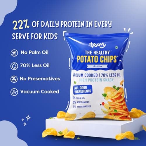 Troovy Healthy Masala Potato Chips | Vacuum Cooked Snacks | 70% Less Oil | No Palm Oil, No Preservatives | Made with Real Ingredients | 40g x 5 4