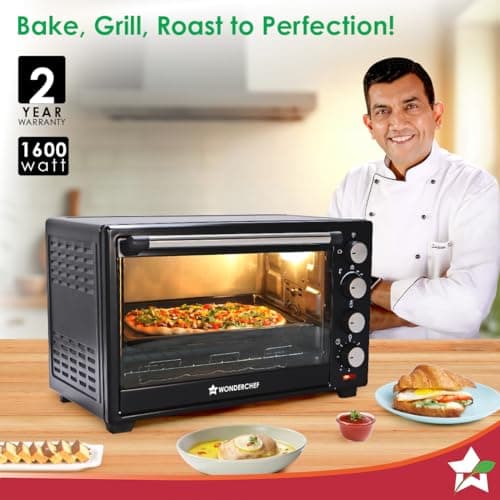 Wonderchef Oven Toaster Griller (OTG) - 28 litres, Black - with Rotisserie,Auto-Shut Off, Heat-Resistant Tempered Glass, Multi-Stage Heat Selection | Bake, Grill, Roast | Easy clean 2