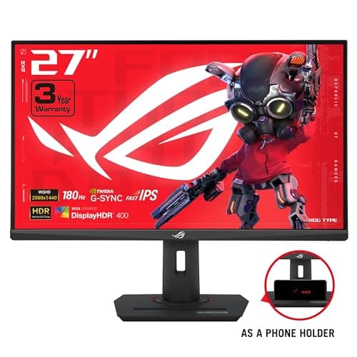 ASUS ROG Strix 27” QHD (2560x1440) HDR400 USB-C Gaming Monitor (XG27ACS), 180Hz,1ms, Fast IPS, 133% sRGB, Extreme Low Motion Blur Sync, G-Sync Compatible, DisplayWidget, Tripod Socket, 3 Year Warranty 2