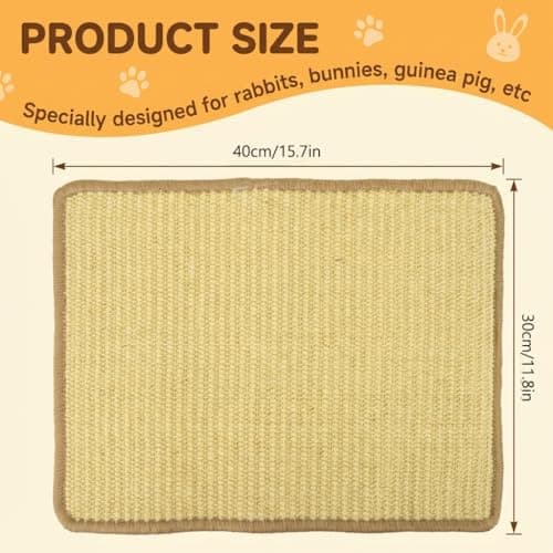 Qpets® Rabbit Cage Mat 40 x 30 cm, Natural Rattan Cooling Mat for Rabbits, Guinea Pigs & Hamsters, Woven Pet Resting Mat for Cages and Playpens 2