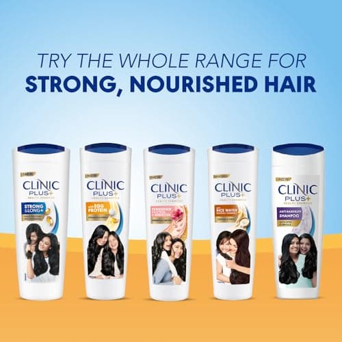 Clinic Plus Strong & Thick Shampoo with Rice Water, Protein + Vitamin E for Hair Strengthening, Breakage Reduction and Thicker Hair,355 ml. 6