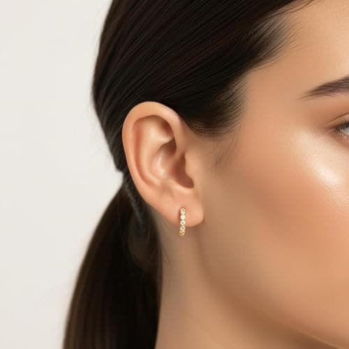 CHARCHILL 925 Silver Yellow Gold Plated CZ Hoop Earrings | Stylish Silver Jewellery | Gift for Girlfriend Wife Women & Girls - MJE908-SLYGCZ 3