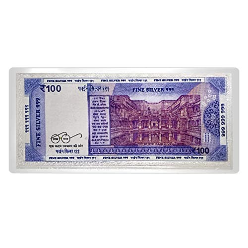 MAA SILVER Pure Silver Laminated Currency Note of One Hundred Rupees for Gifting & Religious Use (999 Purity)(2.5 Grams Silver) 2