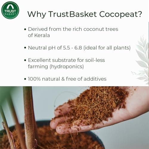 TrustBasket Premium Cocopeat 5kg (Expands Upto 75 litres) | Kerala Coconut Husk | Superior Water Retention | Organic Coco Coir for Plants | Expandable Cocopeat Block Outdoor Gardening 5