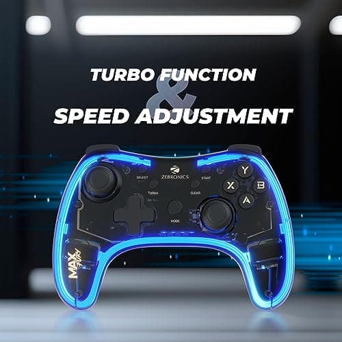 Zebronics MAX FURY Transparent RGB LED Illuminated Wired Gamepad for Windows PC, Android, with Dual analog sticks, Quad front triggers, Dual motors force, Haptic Feedback 3