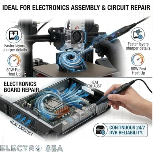 ElectroSea 13-in-1 Soldering Iron Tool Kit 80W Fast Heat up LCD Soldering Gun Welding Tools with ON/OFF Switch, 180-500°C Adjustable Temp Range, Includes Tips, Desoldering Pump, Stand, Tweezers 4