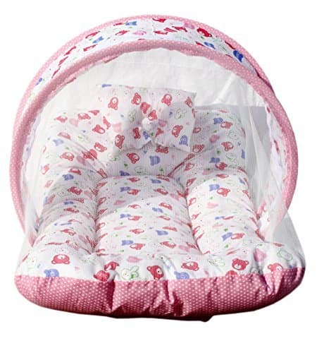AMARDEEP Cotton Toddler Mosquito And Insect Protection Net/Modern Mattress Pink Teddy Print 70 * 40 Cms 3