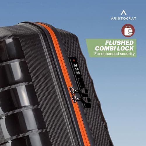 Aristocrat Altitude 8 Wheel Cabin (Small Size) Hard Case Trolley Bag | Combination Lock |Tough and Durable Polypropylene Luggage | 3 Year International Warranty| 58 CM Suitcase for Travel| Black 4