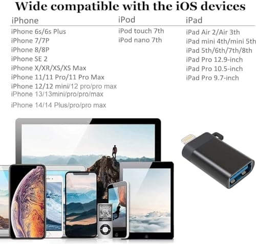 JGD Lightning Male to 3.0 USB A Female OTG Adapter Compatible with iPad, iPhone 14, iPhone 13 and Other Series - (Multicolor) 3