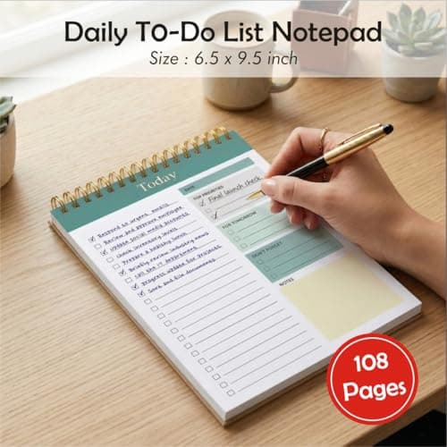 To Do List Notepad - Daily Planner Notepad Undated 54/108 Pages Sheets Tear Off, 6.5" x 9.5" Planning Pad Checklist Productivity Note Pad for Work and Personal Organized (Green) 2