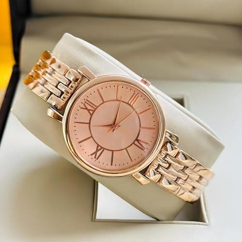 styledose Women Analogue Wrist Watches for Women's & Girls&Miss&Ladies Diamond Studded Roman Dial Rosegold Colored Stylish Bracelet Strap (Rose Gold) 2