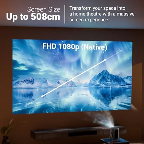 Zebronics Official Google TV Projector, 7500 Lumens, 4K Support, 200” Display, Auto Focus & Keystone, 270° Tilt, Portable Home Theater Cinema,Netflix, Prime, WiFi, BT, HDMI ARC (PixaPlay 77G) 4