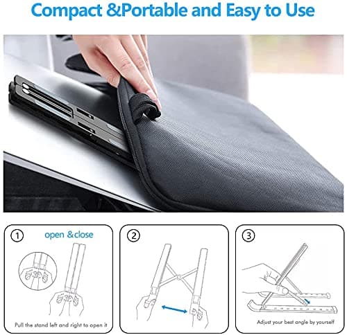 PLIXIO Aluminum Tabletop Laptop Stand Ergonomic Foldable Portable Laptop Stand Holder Compatible for MacBook, HP, Dell, Lenovo & All Other Notebook (Black) 4