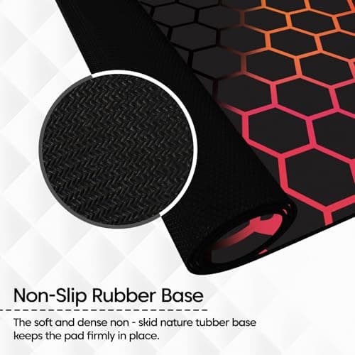 Sounce Large Gaming Desk Mat Hexagonal Design Waterproof Anti-Fray Extended Desk Pad Durable Anti-Skid Rubber Base Mousepad (800mm x 300mm x 3mm) for PC Setup Laptop Accessories Office Essential Multi 5