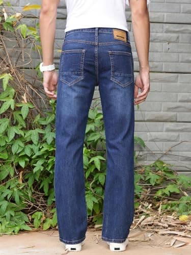 Thomas Scott Men's Mid-Rise Clean Look Boot Cut Jeans (TSJ216_Dark Indigo, 28) 4