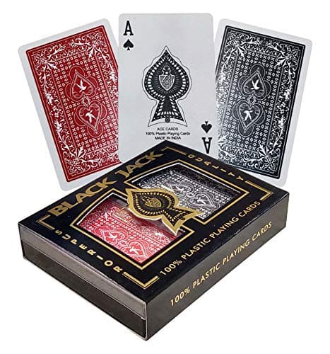 The Ace Card Company Premium Plastic Playing Cards with Case (2 Decks) - Made in India, Bridge Size, Waterproof - Multicolor, Pack of 2
