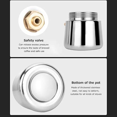 NESTIC Stovetop Espresso Maker Stainless Steel Moka Pot Espresso Maker Percolator Italian Coffee Maker Capable Mocha Coffee Machine Cafe Classic Maker for Home & Camping 360 ml (6 Cups) 4
