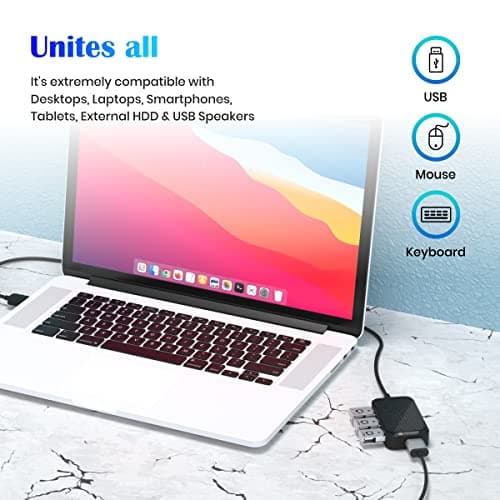 Portronics Mport 4D USB Hub Dock (4-in-1), Multiport USB Dock with Long Cable and up to 480 Mbps High Data Transfer Speed (Black) 5