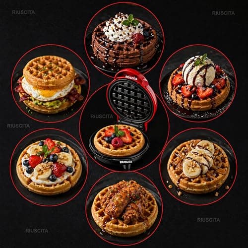 2026 Waffle Maker 3-in-1 Waffle Iron Machine | 4 Inch Non-Stick Waffle Machine for Home | Sandwich, Pancake & Dessert Maker | Breakfast Maker | Easy to Clean Electric Waffle Maker Kitchen Appliance 4