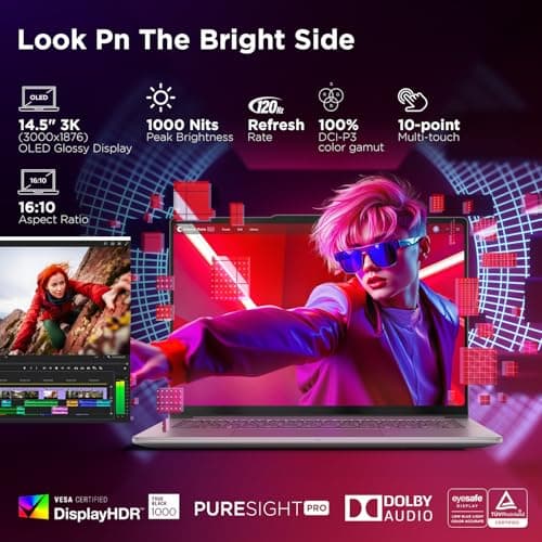 Lenovo Yoga Pro 7 Aura Edition, Intel Evo Core Ultra 9 285H, 32GB RAM, 1TB SSD, 3K OLED, Copilot+ PC, 14.5"/36.8cm, Touchscreen, Win 11, Office 24, AI Now, Grey, 1.5Kg, 83KF001LIN, AI Powered Laptop 3