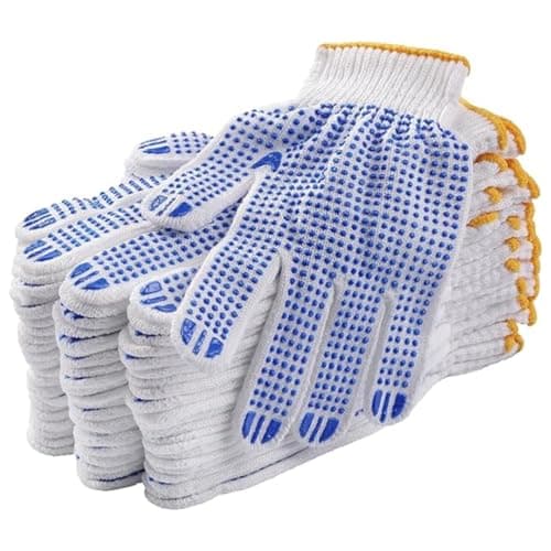 STYLERA Dotted Cotton Safety Hand Work Gloves for Better Grip Industrial Construction Gardening Assembling General Purpose Use Safety Hand Gloves (PACK OF 5 PAIR, WHITE DOTTED,)