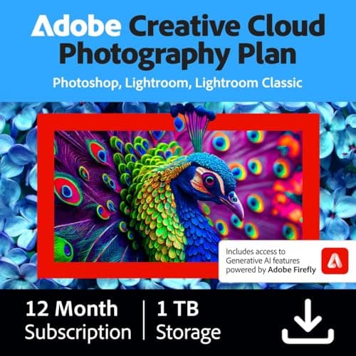 Adobe Creative Cloud Photography Plan 1TB (Photoshop + Lightroom) | 12-Month Subscription | PC/Mac | Email Delivery