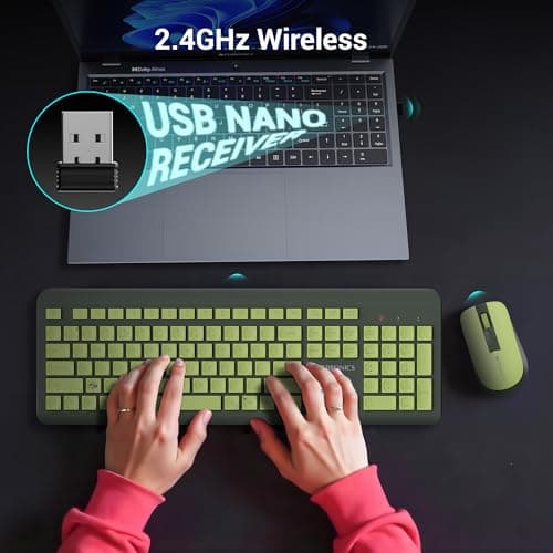 ZEBRONICS Companion 203, 2.4GHz Wireless Keyboard & Mouse Combo, Copilot AI Key, 12 Multimedia Keys, 1600 DPI Mouse, Silent Operation, High Precision Sensor, for Windows & Mac (Avocado) 2