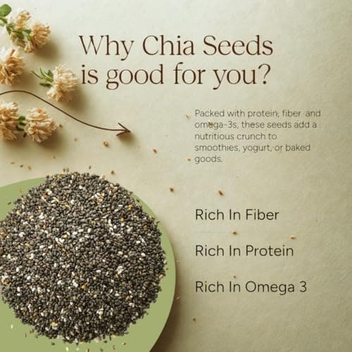 ThoughtFoodz Chia Seeds – 100% Organic & Raw Superfood | High in Omega-3, Fiber & Protein | Ideal for Weight Loss, Digestion & Energy(100gms) 3