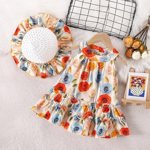 Hopscotch Baby Girls Floral Print Sleeveless Multicolor Casual Dresses for Ages (6-9 Months) 4