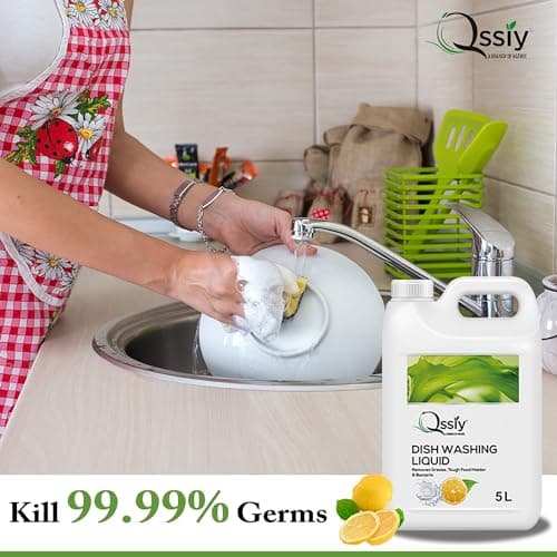 Qssiy Green Apple Dishwash Gel, 5L Can | Tough on Grease, Gentle Hands, Bulk Refill 2