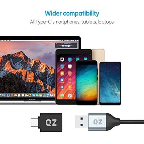 QZ USB Type C OTG Adapter, Type C to USB Connector, USB to Type C Adapter OTG [Thunderbolt-3 Compatible] 4