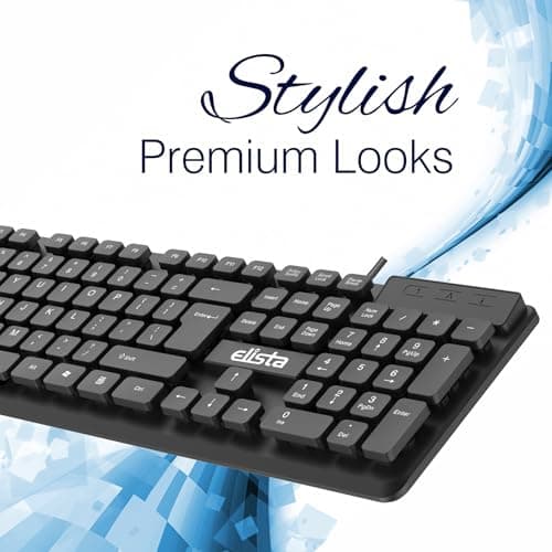 Elista Wired USB Keyboard and Mouse Combo | 1000 DPI USB Mouse | 104 Keys Membrane Switch | Silent Tactile Feeling Comfortable Switch | Plug and Play | Black (ELS WK-714) 4