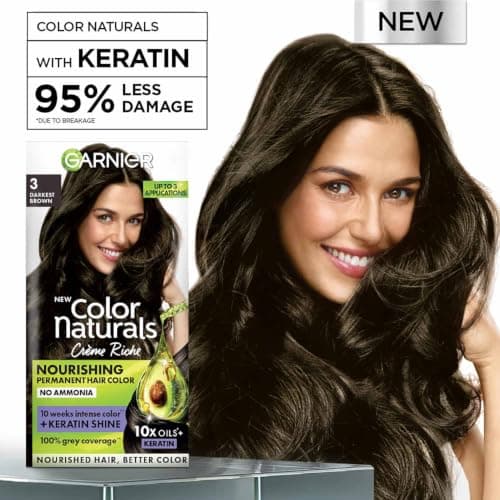 Garnier Color Naturals Crème hair color, Shade 3 Darkest Brown, 70ml + 60g 2