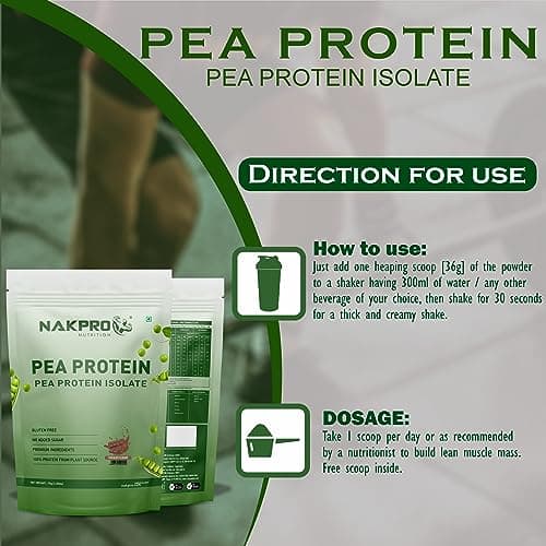 NAKPRO 100% Pea Protein Isolate, Chocolate - 1kg | 26g Protein, 4.9g BCAA | Natural Vegan Plant Protein Powder | Easy To Digest | All Essential Amino Acids for Muscle Gain and Recovery 5