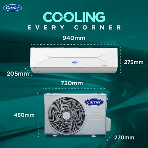 Carrier 1.5 Ton 3 Star, New Star rated, Flexicool Inverter Split AC (Copper, Convertible 6-in-1 with Smart Energy Display, Insta Cool, Auto Clean, PM 2.5 Filter, ESTER EDGE Gxi-CAI18EE3R36F0, White) 3
