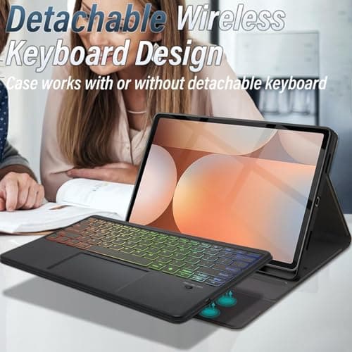 typecase Keyboard Case for Samsung Galaxy Tab S10 Plus, S9 Plus & S9 FE Plus (12.4 Inch), 7-Colors Backlit & Trackpad, S-Pen Holder, 3-Views Angle, Magnetically Detachable Keyboard (NOT Fit S10 FE+) 3