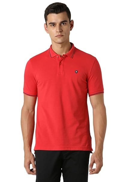 Van Heusen Men's Cotton Solid Regular Fit Collar Polo T-Shirt