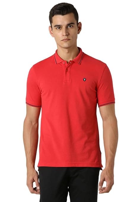 Van Heusen Men's Cotton Solid Regular Fit Collar Polo T-Shirt