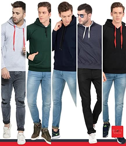 Scott International Men's Solid Cotton Hoodies for Men, Trendy and Cozy Sweatshirts for Men, Stylish Winter Wear with Hood and Pockets, Fashionable Hooded Sweatshirts 5