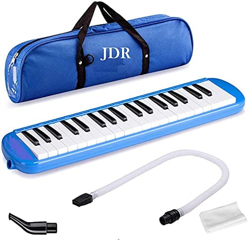 Technobuyers 37 Keys Melodica for Beginner,Tubes Mouthpiece Air Piano Keyboard Musical Instrument with Carrying Bag Light Blue)