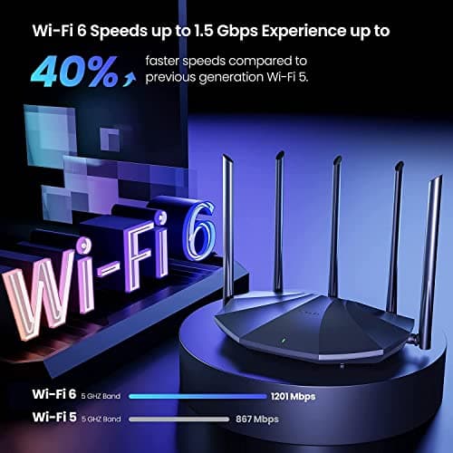 Tenda RX2 Pro WiFi 6 AX1500 Smart WiFi Router, Dual Band Gigabit Wireless Internet WiFi 6 Router, 5 * 6dBi High-Gain Antennas, 3 Gigabit LAN Ports, WPA3+OFDMA+MU-MIMO (Black) 3