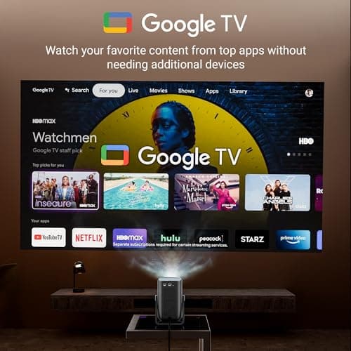 Zebronics Official Google TV Projector, 7500 Lumens, 4K Support, 200” Display, Auto Focus & Keystone, 270° Tilt, Portable Home Theater Cinema,Netflix, Prime, WiFi, BT, HDMI ARC (PixaPlay 77G) 5