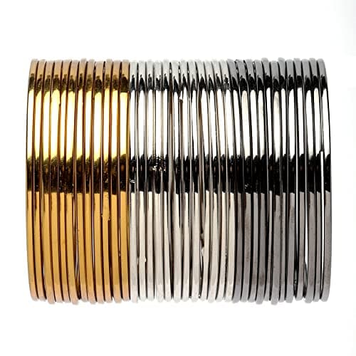 ZENEME Gold, Silver & Black Toned Classic Bangles Jewellery Set with Girls and Women (Combo Of Set Of 3) (2.4)