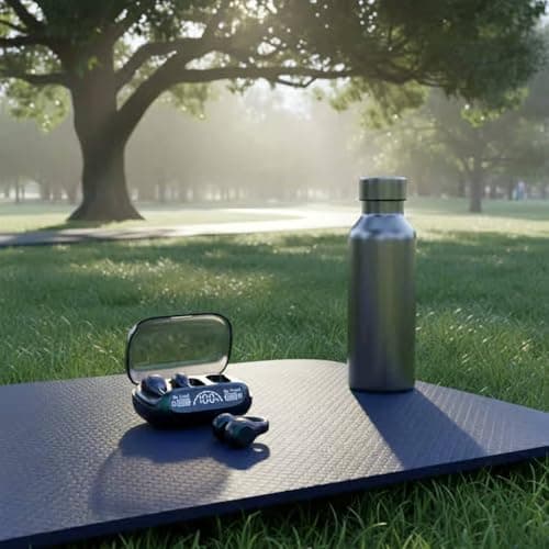 UJEAVETTE Digital Display Case Ear Clip Wireless Earbuds Noise Cancelling Air Conduction Headphones Tap Control Attach-on Bluetooth Headset Type-C Charging for Athletes 3
