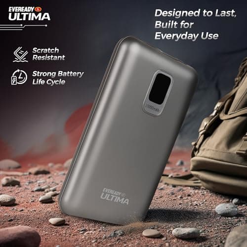 Eveready Ultima Power Bank PB 20, 10,000mAh, 22.5W Fast Charging, Dual Output, USB-C & USB-A, Overcharging Protection, Compatible with iPhone, Android & Qi Devices, Includes Cable & Warranty, Black 6