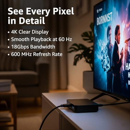 Amazon Basics Flexible Premium HDMI Cable (Black, 4K@60Hz, 18Gbps) | Compatible with Laptop, Tablet, Mp3, Gaming Device, Black | 3 Feet 3