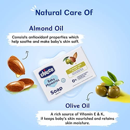 Chicco Baby Moments Soap 75g Buy 3 Get 1 Free For Nourished & Moisturised Skin With Natural Care of Almond & Olive Oil 5