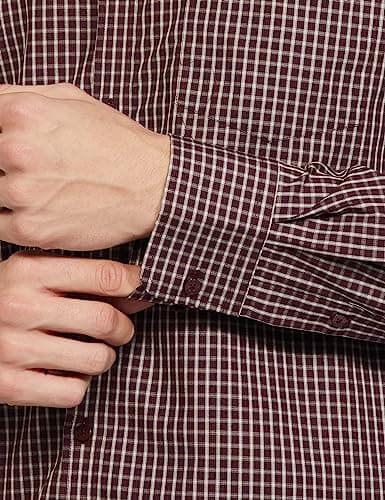 Park Avenue Men's Slim Fit Full Sleeve Formal Shirt | Solid Maroon in Luxury Cotton 4